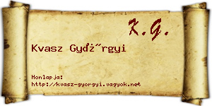 Kvasz Györgyi névjegykártya
